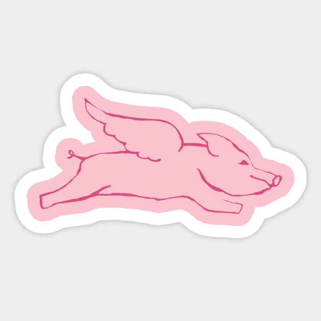 Flying Pig Sticker by DonWillisJrArt